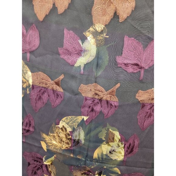 Sheer Chiffon Scarf With Vibrant Leaf Print 35x35 Inches Liz Claiborne - Picture 9 of 11